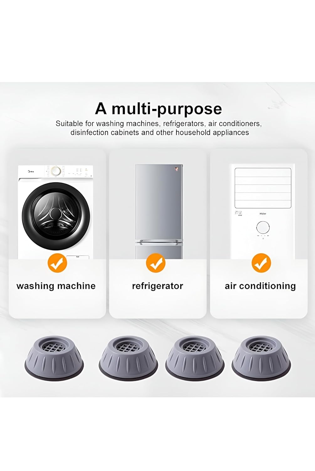 LIVIQUE ENTERPRISES Anti Vibration Pads for Washing Machine Washing Machine Feet Pads Shock Absorber Noise Cancelling Washer Support, Washing Machine Anti Vibration Pad Heightening Pads with Suction
