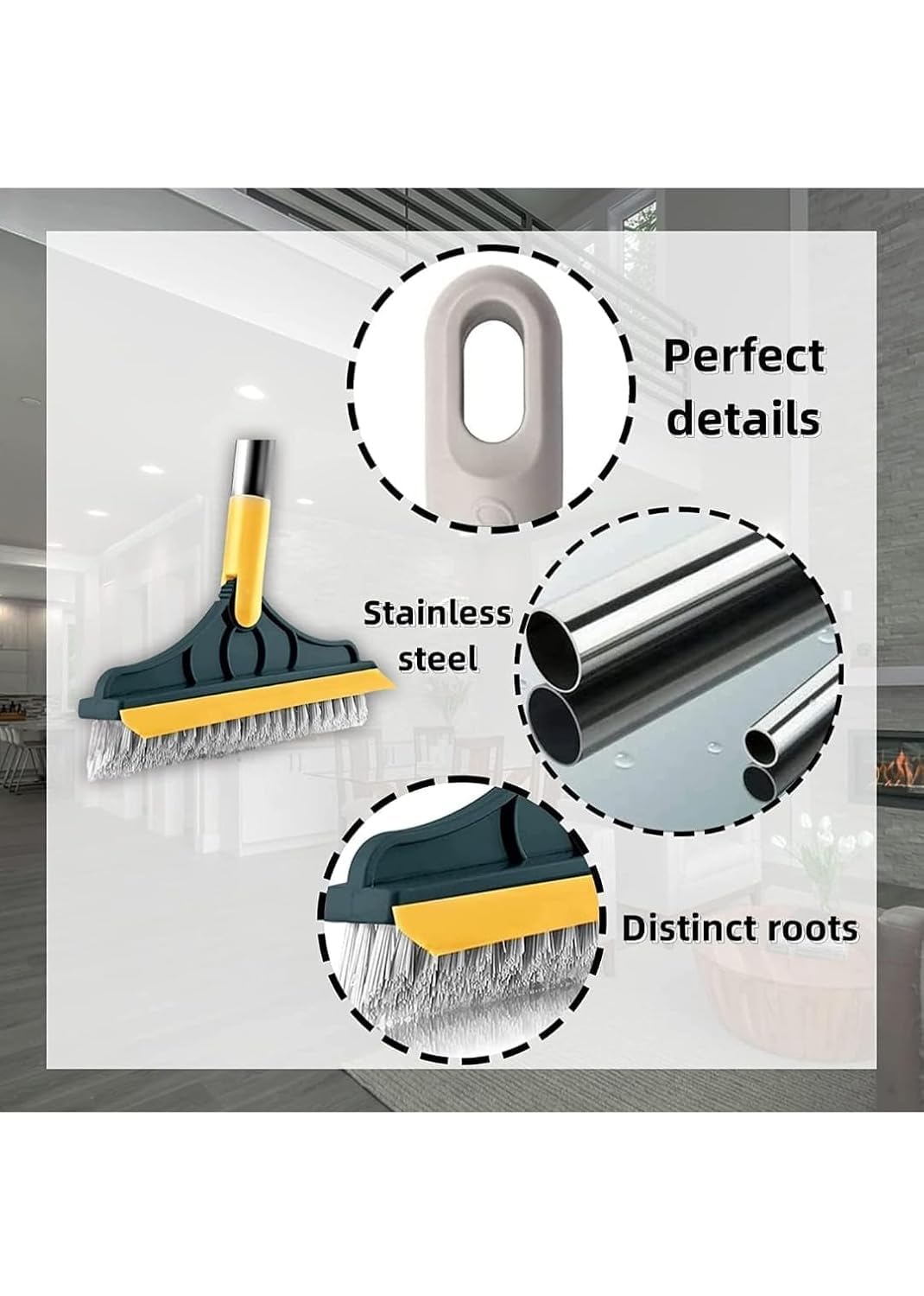 LIVIQUE Toilet Cleaning Brush with Wiper Tiles Cleaning Bathroom Brush Floor Scrub with Long Handle 120° Rotate 2IN1 Home Kitchen Bathroom Toilet Cleaning Brush