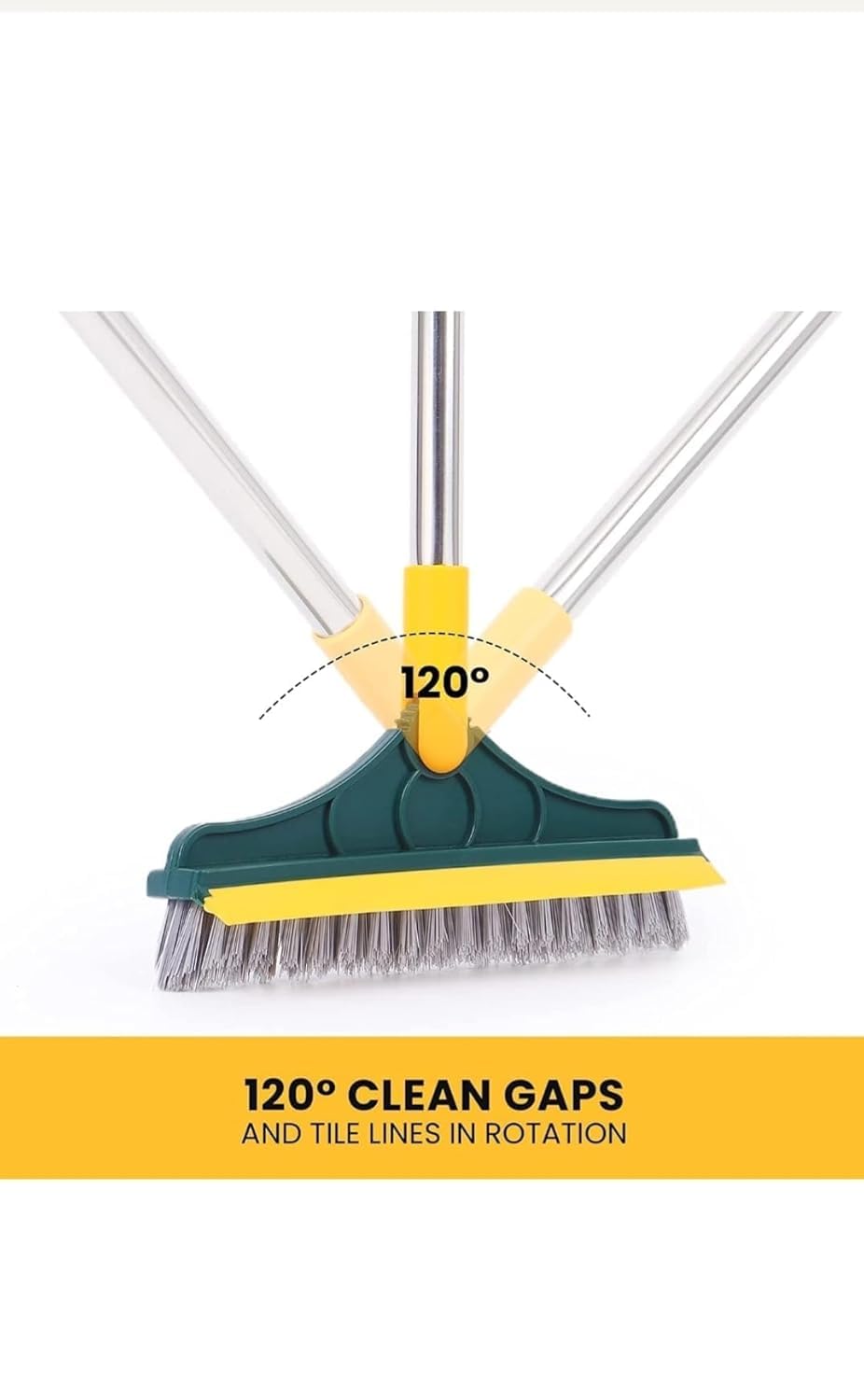 LIVIQUE Toilet Cleaning Brush with Wiper Tiles Cleaning Bathroom Brush Floor Scrub with Long Handle 120° Rotate 2IN1 Home Kitchen Bathroom Toilet Cleaning Brush