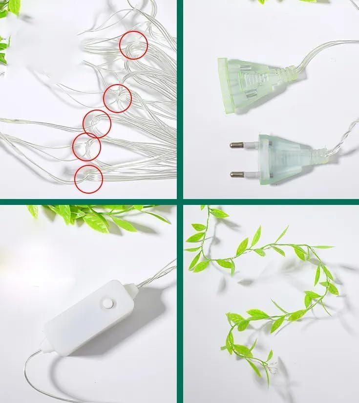 LIVIQUE Artificial Leaf Curtain Lights, 200 LED Fairy String Lights, 3x1m Warm White, 8 Lighting Modes, USB Powered Decorative Lights for Home, Bedroom, Wedding, Party, Indoor & Outdoor Use