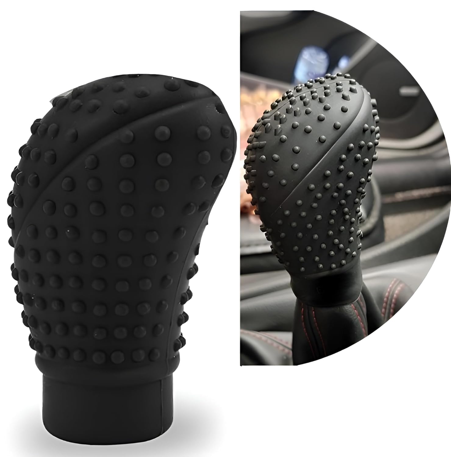 LIVIQUE ENTERPRISES Car Steering Wheel Spinner Knob with Silicone Gear Knob Cover, Universal Fit, Black