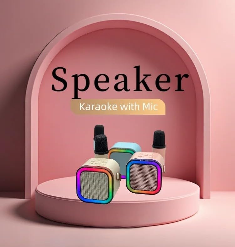 LIVIQUE Portable Karaoke Bluetooth Speaker with Wireless Microphone | RGB LED Lights | Voice Change Effects | USB TF AUX FM | Mini Party Speaker for Kids & Adults