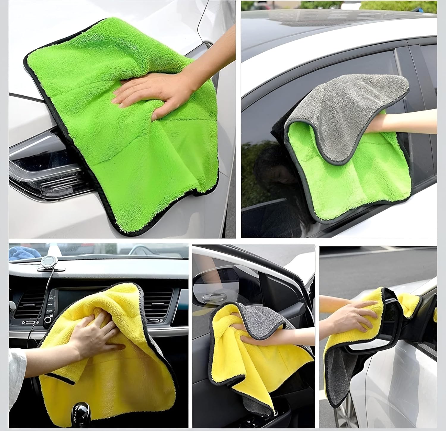 LIVIQUE ENTERPRISES Heavy Microfiber Cloth Plush Microfiber Towel Pack of 1 Size 40cm x 40cm for Car Cleaning and Detailing, Extra Thick, Double Sided, 800 GSM, Lint-Free, Multi Color, Mix Color