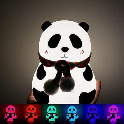 LIVIQUE Color Changing Tap Control with 3-Level Brightness Panda Lamp | 7 Colors Changing Rechargeable Portable Silicone Nightlight | Night Lamp and Kids Room Decor