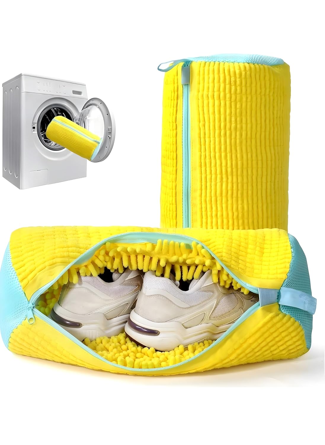 LIVIQUE Shoe Washing Machine Bag 360° Deep Shoe Cleaning Bag for Washer Reusable Durable Shoe Washing Bags with Zipper Plush Microfiber Shoes Pouch Laundry Shoe Bags for All Shoe/Sneaker