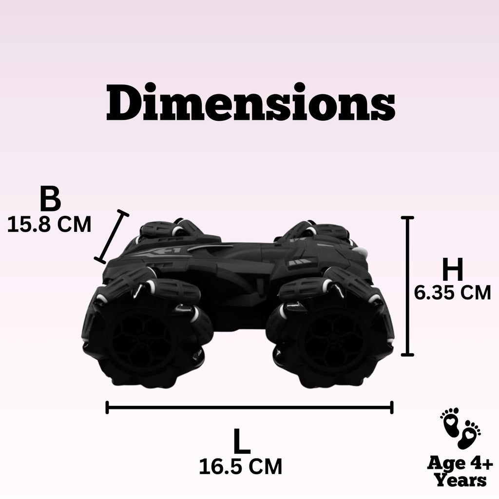 Remote Control Drift Stunt Car 4WD | 360° Rotating | Dual Sided Climbing | High-Speed Tumbling | Rechargeable Stunt Car | C-Type Charging | Remote Control Car for Kids | Made in China. (Black)
