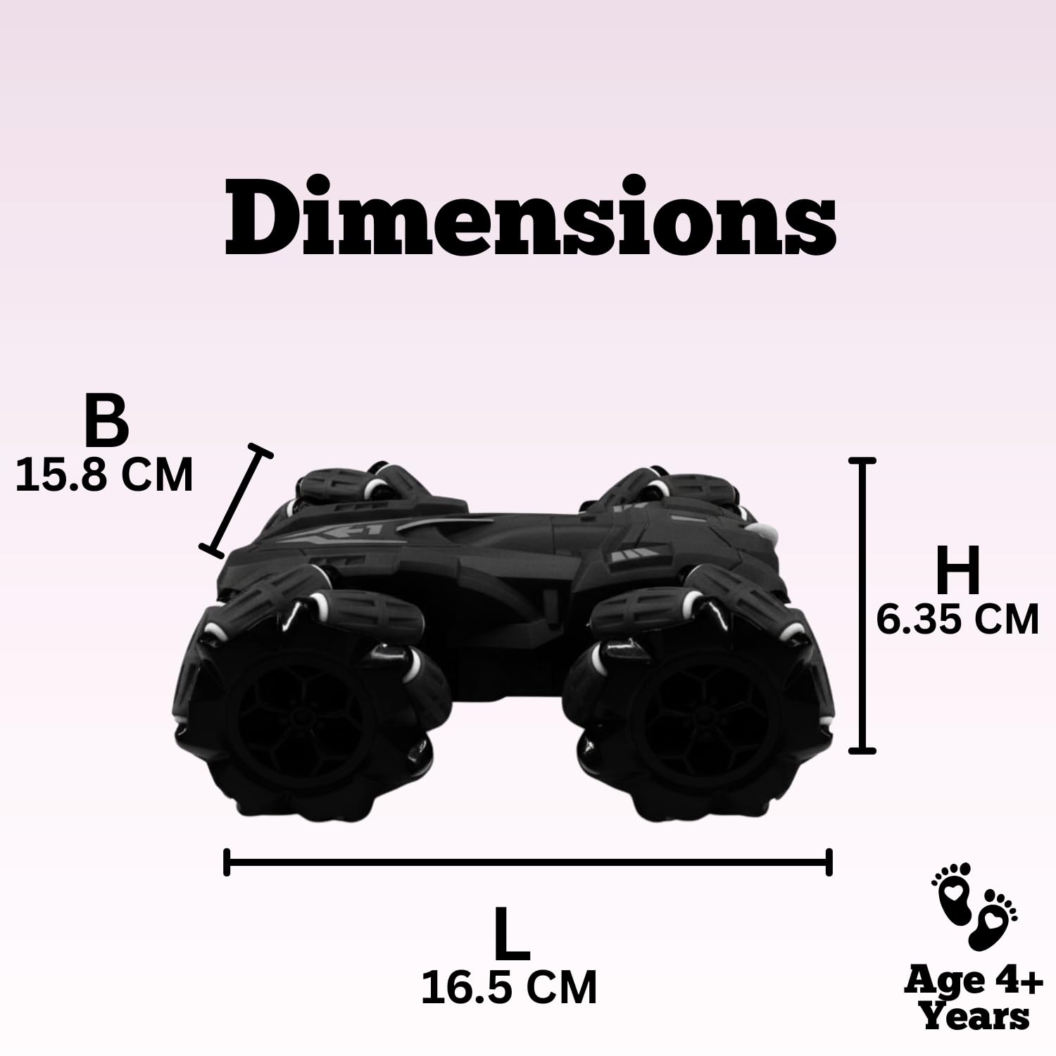 Remote Control Drift Stunt Car 4WD | 360° Rotating | Dual Sided Climbing | High-Speed Tumbling | Rechargeable Stunt Car | C-Type Charging | Remote Control Car for Kids | Made in China. (Black)