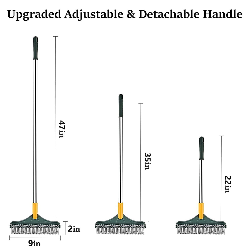 LIVIQUE 3-in-1 Bathroom Cleaning Brush with Wiper – Multi-Purpose Rotating Toilet Brush, Tile & Floor Scrubber, Long Adjustable Handle for Kitchen, & Wall Cleaning Yellow & Green