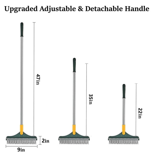 LIVIQUE 3-in-1 Bathroom Cleaning Brush with Wiper – Multi-Purpose Rotating Toilet Brush, Tile & Floor Scrubber, Long Adjustable Handle for Kitchen, & Wall Cleaning Yellow & Green
